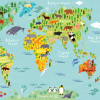 Anaglypta Wall Mural Kids World Map Animals - 8 Panel (384cm x 260cm)