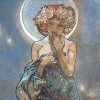 Anaglypta Wall Mural Mucha - Stars and the Moon - 4 Panel (192cm x 260cm)