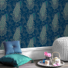 Rasch Peacocks Wallpaper Blue/ Gold