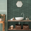 Holden Decor Celadon Gloss Tile Wallpaper Emerald Green